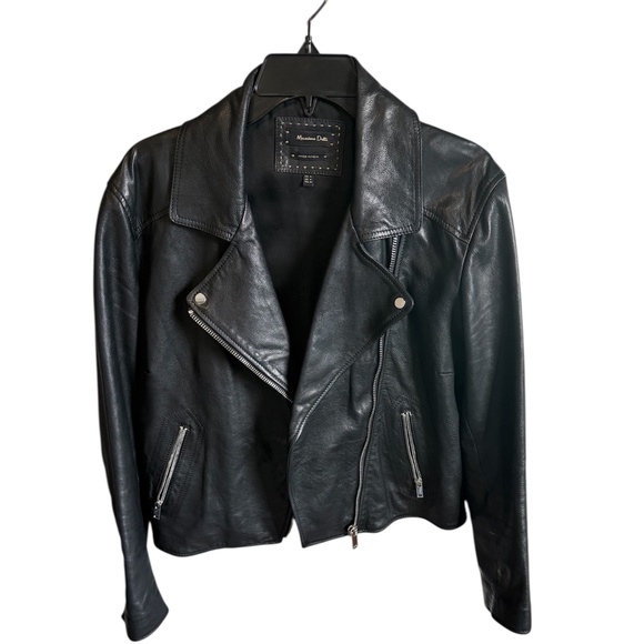 Massimo Dutti Genuine Leather Moto Jacket – Women’s XL - Picture 1 of 4